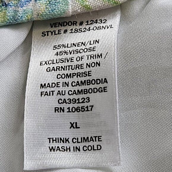 Northern Reflections Pants Womens XL Floral Cropped Wide Leg Pull On Linen Blend - Picture 10 of 16